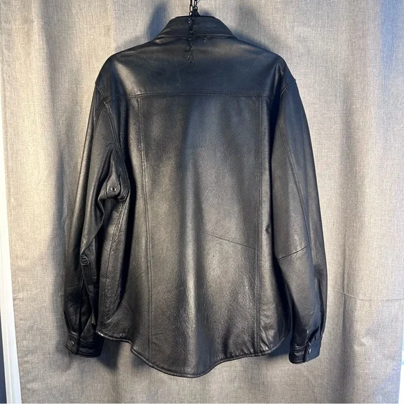 Bikers Club Black Genuine Leather Button-Up Jacket | Size M| Classic Moto Style - Picture 5 of 15